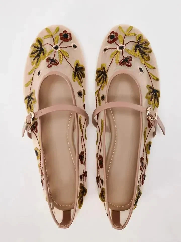 Womens Breathable Ballet Flats - Mary Jane, Mesh, Summer