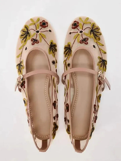 Womens Breathable Ballet Flats - Mary Jane, Mesh, Summer