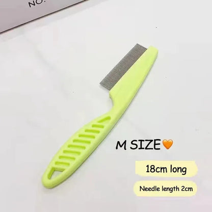 Stainless Steel Pet Grooming Comb - Flea & Shedding Brush for Cats & Dogs, Massage Device