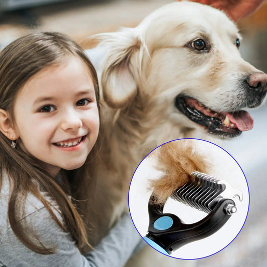 Pet Grooming Maintenance Deshedding Brush for Dogs & Cats - Fur Remover & Knot Cutter Comb