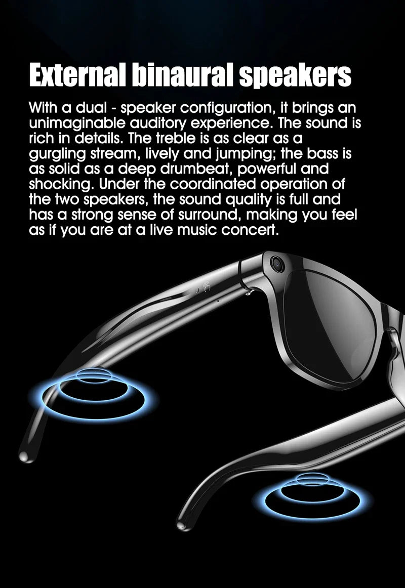 AI 4K Smart Camera Glasses Photochromic Travel Handsfree