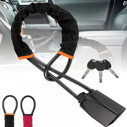 3-Key Anti-Theft Security Device 2026 – Universal Car Steering Wheel Lock with Seatbelt Buckle