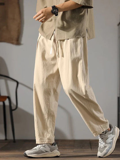 Men's Linen Cotton Pants with Adjustable Fit, Lightweight Breathable Fabric, Modern Design for Casual and Formal Wear-2