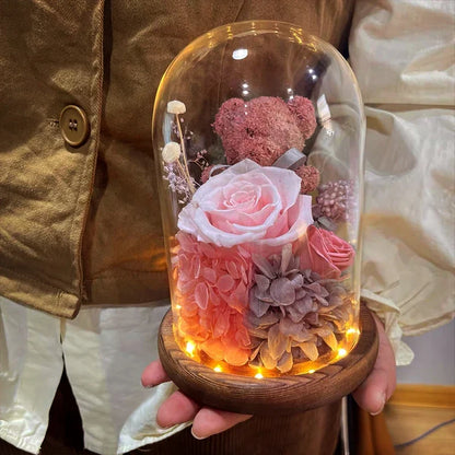 A Thoughtful Valentine's Day Surprise for Her – Eternal Preserved Rose Gift Box with Teddy Bear