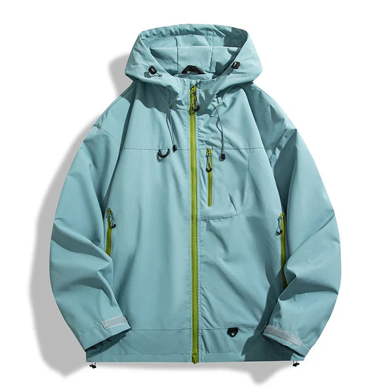 Water-Resistant Unisex Windbreaker - Hooded Single-Layer, Hiking