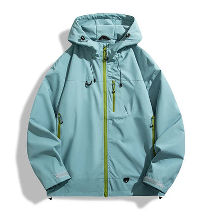 Water-Resistant Unisex Windbreaker - Hooded Single-Layer, Hiking