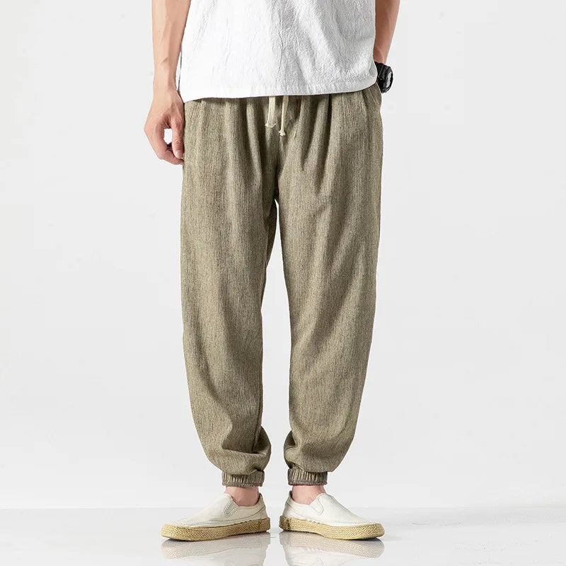 Pants Casual Men's Linen Harem Bloomers Cotton Leggings for Comfort