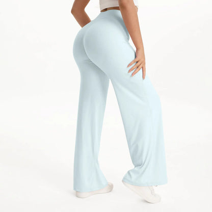 Plush and flattering women's yoga pants - mid-waist straight leg, nylon/elastane blend, for gym and Pilates