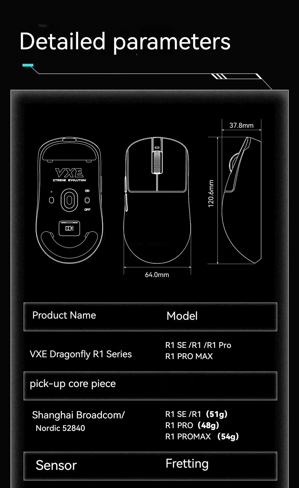 Gaming Mouse Cordless Light Ambidextrous 26000 DPI