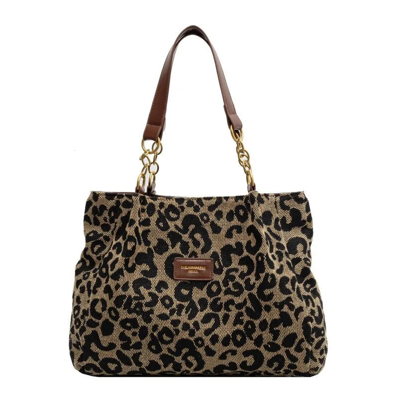 Leopard Print Tote Bag Large Capacity Regular Handbag With Spacious Interior Fall 2026 Trend Gift Idea