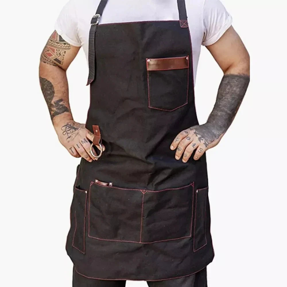 Chef Apron Canvas Work Apron Fall 2025 Pro-Grade Water-Resistant Cooking Apron With Pockets Sturdy Gift