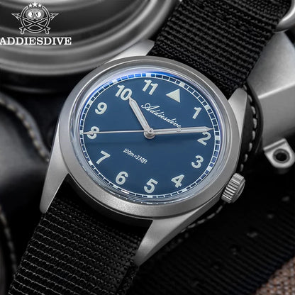 Water-Resistant Diver Quartz Watch Luminous Hands, Nylon Strap, 100m Water Resistance