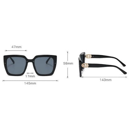 Frame Large Square Sunglasses Women Designer UV400 Travel Eyewear Outdoor Fashion