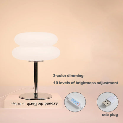 Lamp Table Cream Plastic Lampshade Mushroom Bedside Lamp Fall 2025 Tri Color Dimming USB LED Included Cozy Ambient