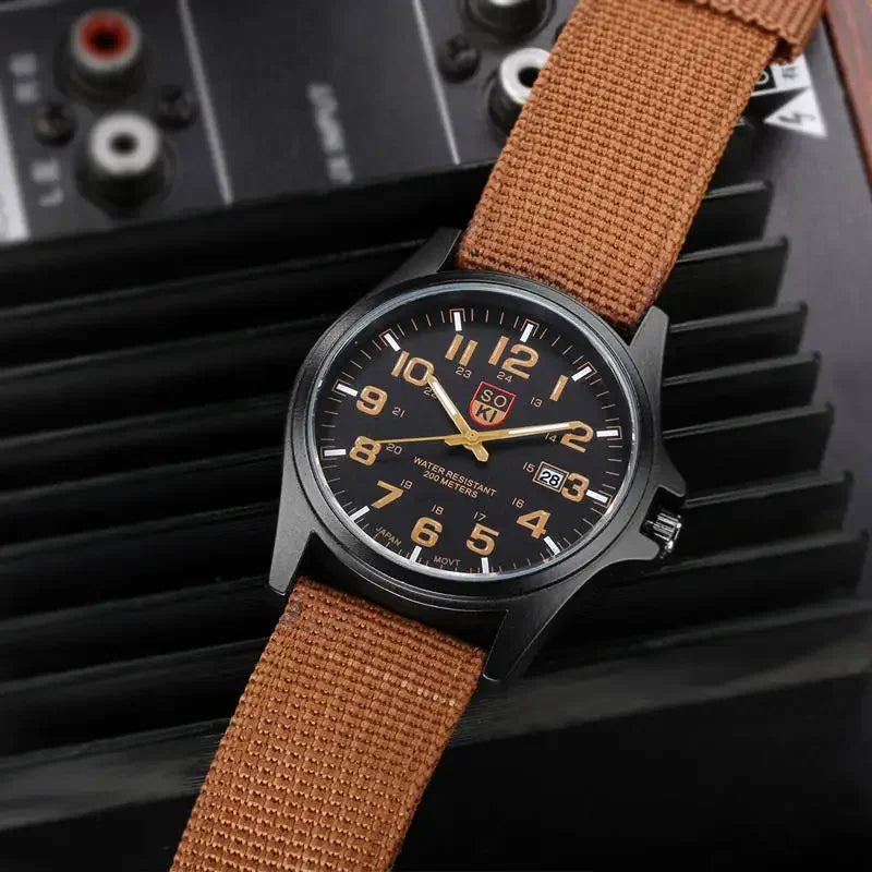 Watch Nylon Strap Quartz Military Style Sturdy