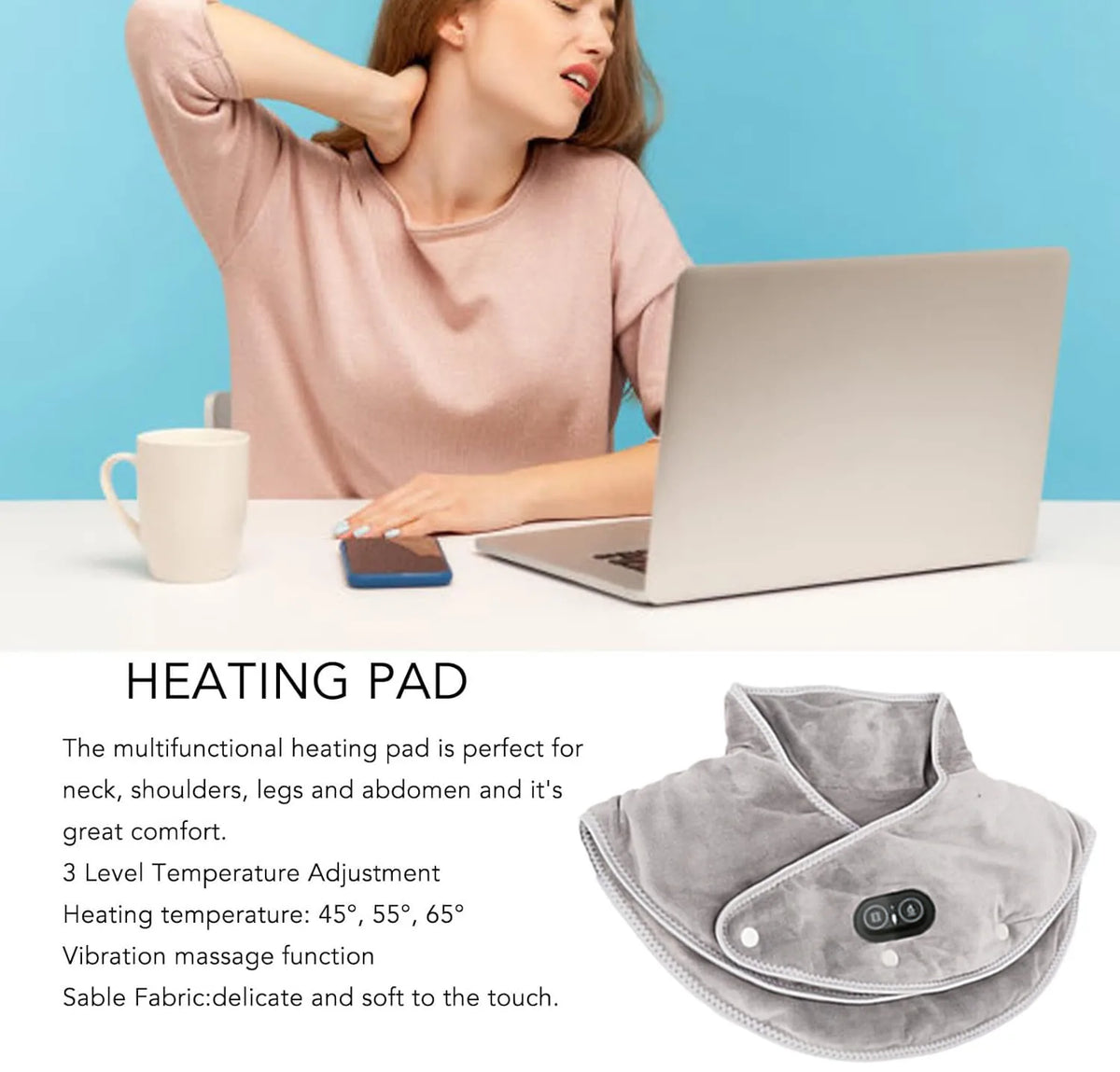 Pain Relief 2026 – Neck Shoulder Heating Massager Infrared Vibration Therapy Pad