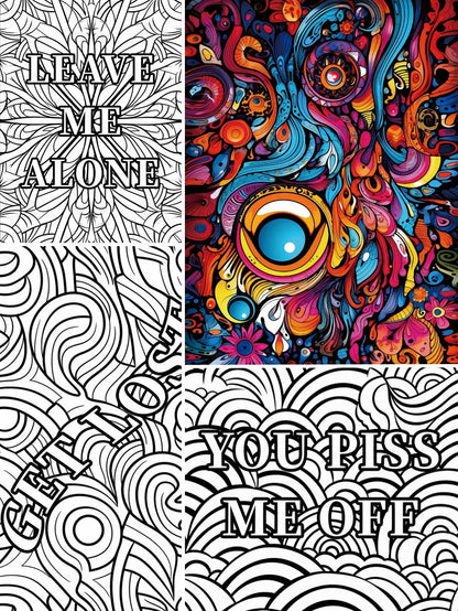 Book Coloring Upgraded Thick Paper Mindfulness Positive Thoughts And Swear Words Holiday Gift 2025 Stress Relief