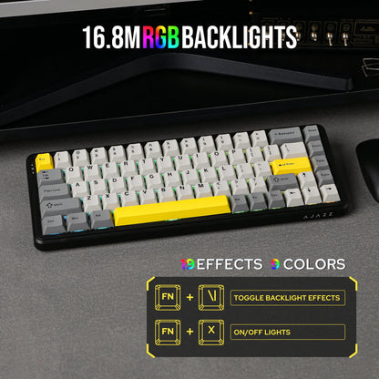 Mechanical Keyboard 68Key Cordless Bluetooth RGB Hall Effect
