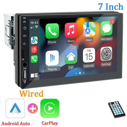 Stereo Car 7-Inch 1 Din CarPlay Android Auto MP5 Head Unit With USB Bluetooth Rear View Camera Fall 2025 Gift