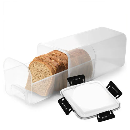 Bread Box Plastic With Sealing Lid And Tray Airtight Bread Storage Container Kitchen Organization 2025 Simple Clean