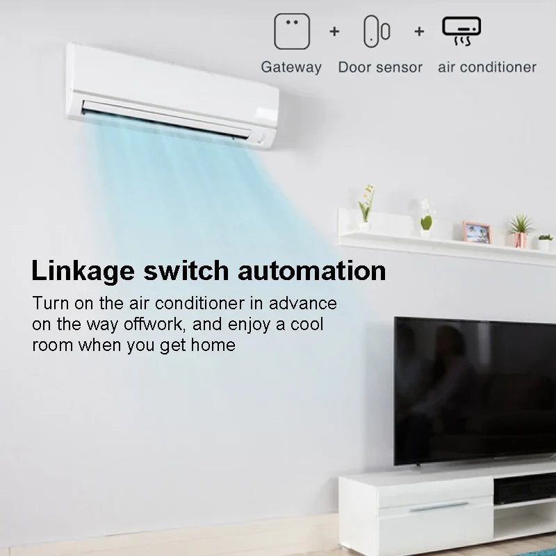 Tuya Smart Zigbee Door Sensor - Black Window Detector for Household Security System with Smart Life APP