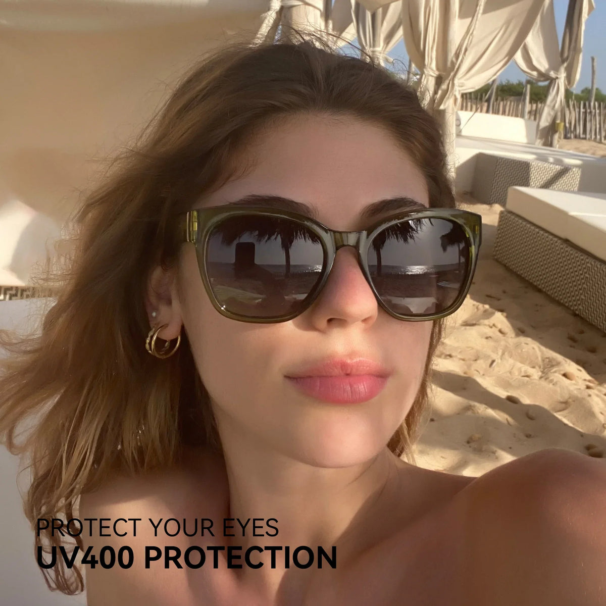 Cat Eye Oversized Sunglasses - Thick Butterfly Frame, UV400 Protection, Trendy Shade
