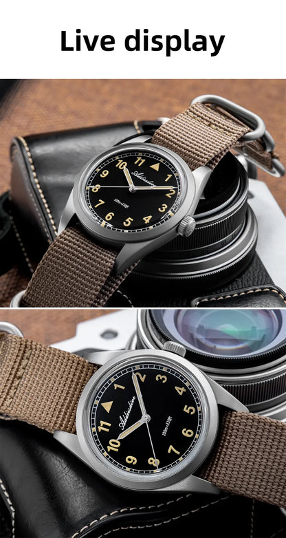 Water-Resistant Diver Quartz Watch Luminous Hands, Nylon Strap, 100m Water Resistance