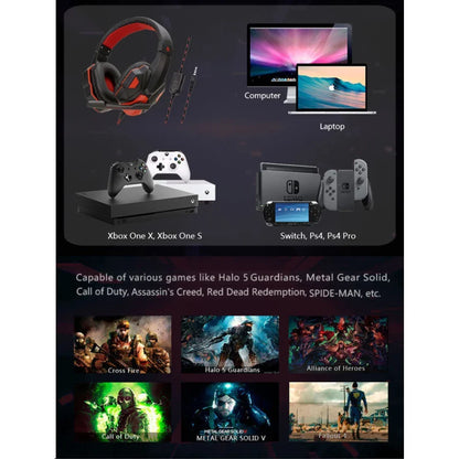 Gaming Headset Wired Noise Cancelling Microphone Flexible