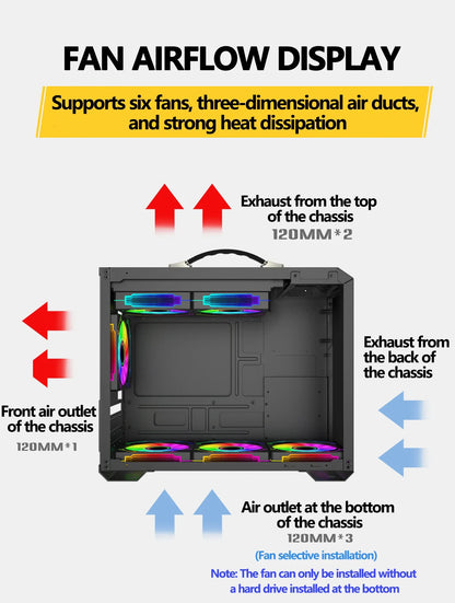 Mini ITX Case Glass Side 240mm Watercooling Travel-Friendly