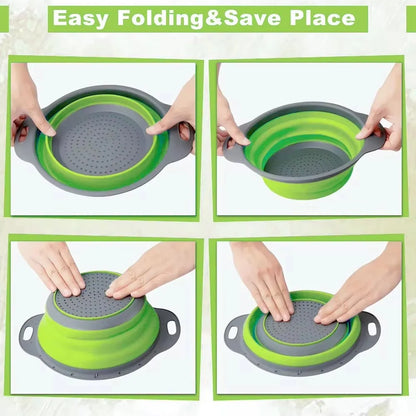 Silicone2026 Edition Folding Drain Basket Colander Eco Friendly Space Saving Kitchen Drainer Spring