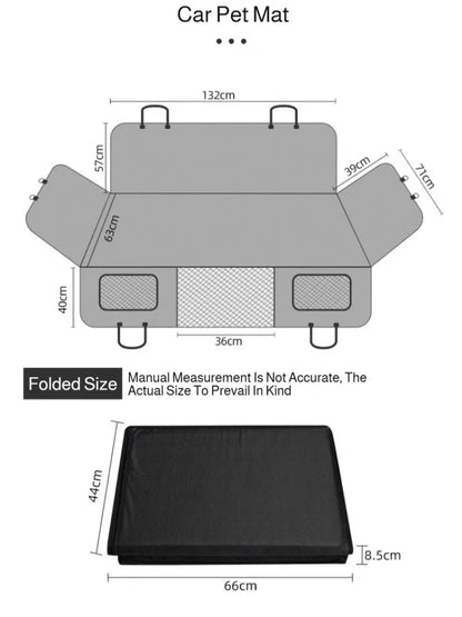 Water-Resistant Pet Car Seat Cover - Anti-Slip Scratch-Proof Hammock Back Seat Protector for Dogs