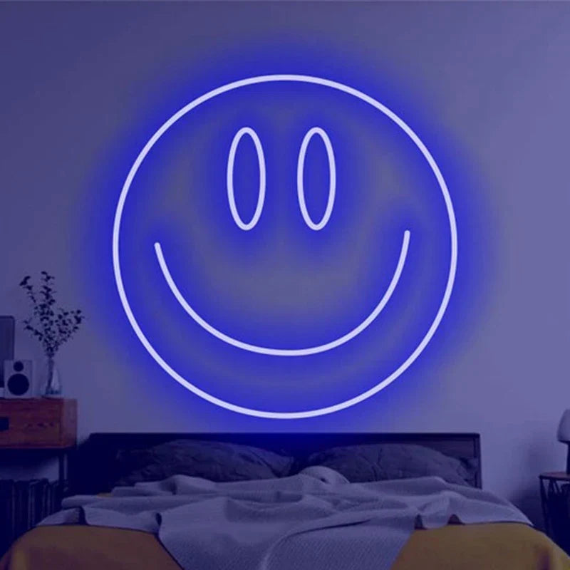 Neon LED Sign 35cm USB Powered Smile Face Wall Hanging Night Light Bedroom Decor Fall 2025 Gift