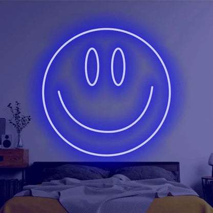Neon LED Sign 35cm USB Powered Smile Face Wall Hanging Night Light Bedroom Decor Fall 2025 Gift