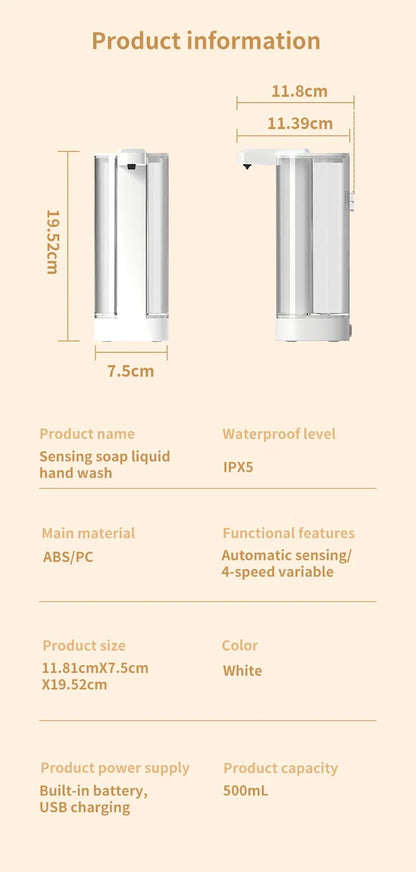 Sensor Automatic Soap Dispenser Touchless Kitchen Bathroom