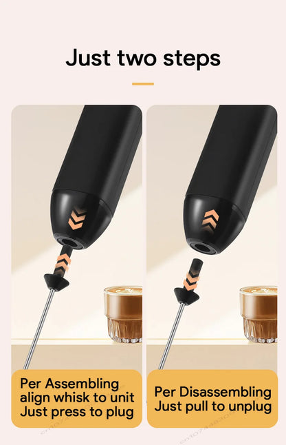 Hand-Held Foam Maker Egg Beater Coffee Drink Wand 2026 – USB Battery-Powered Motor-Driven Milk Frother 3-Speed