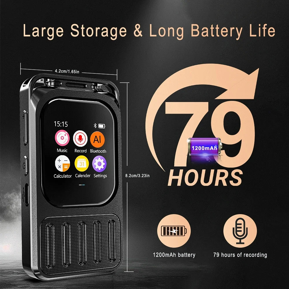 Voice AI Recorder Bluetooth Touchscreen 79H Battery 1200mAh