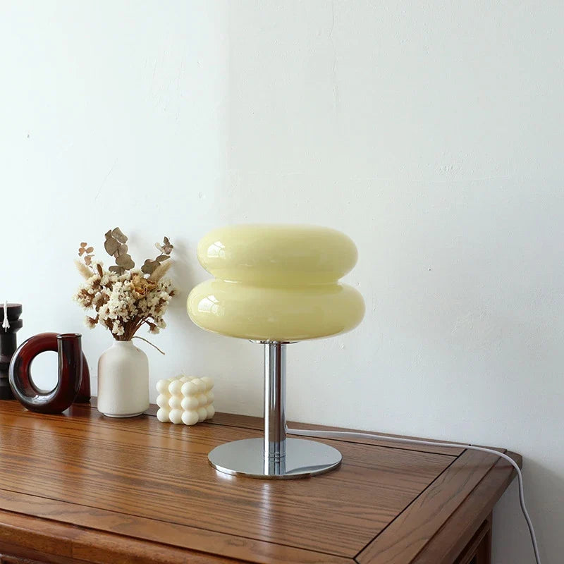 Glass Macaron Table Lamp Trichrome Night Light Eye Guard