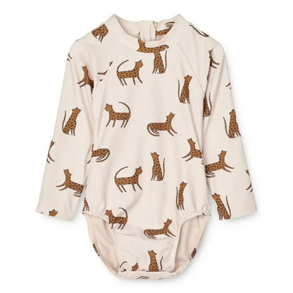 Rash Guard & Hat, Nylon, Cartoon Seagull Star Print, Beach Holidays – Fast-dry Kids’ Swimwear Kit