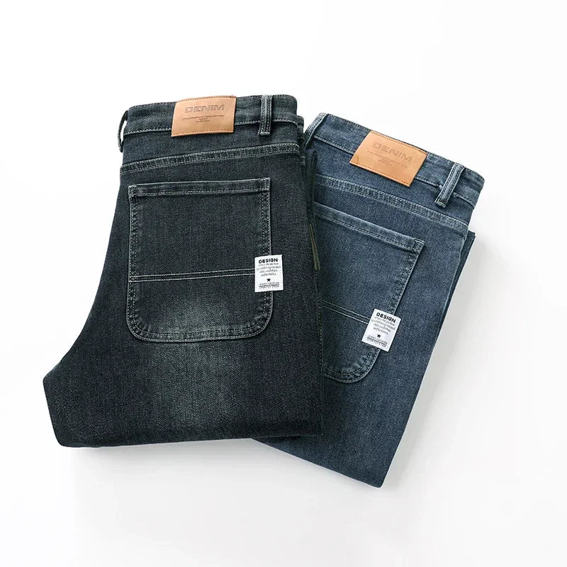 Men’s Stretchy Jeans - Wide Leg, Cotton, Business Casual
