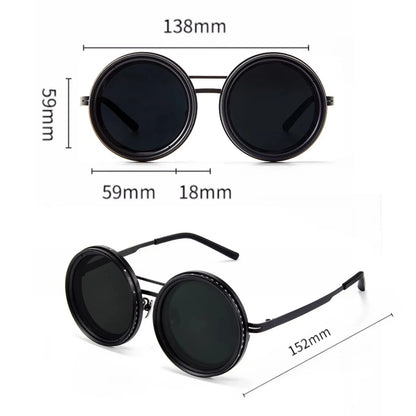 1-9 Flexible Tint Polarized Sunglasses with Integrated ND Filter Lenses, Retro Round Design for Men Women