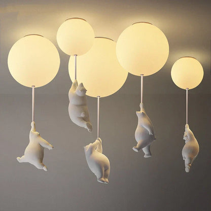 Ceiling LED Light Warm Cartoon Bear Design Kids Bedroom Ceiling Lamp Fall 2025 Cozy Nightlight Decor
