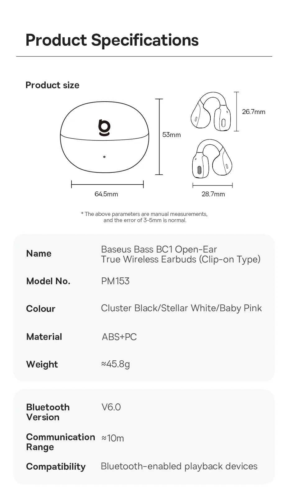 4-Mic Noise Cancellation Super Bass IP55 Sports 2026 – Baseus BC1 Open-Ear Clip Earbuds Bluetooth 6.0