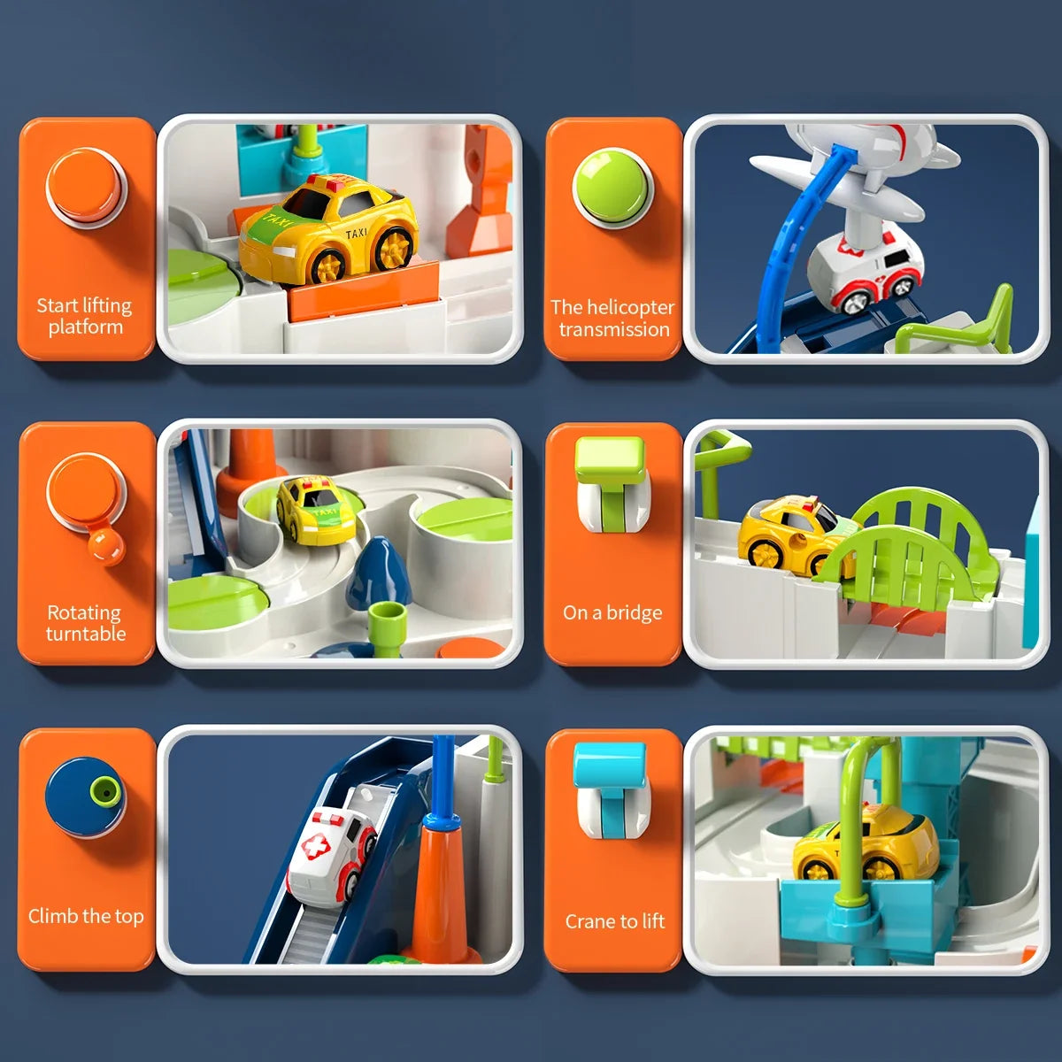Car Adventure Track Playset for Kids - Urban Rescue Parking Lot & Puzzle Game, Preschool Gift