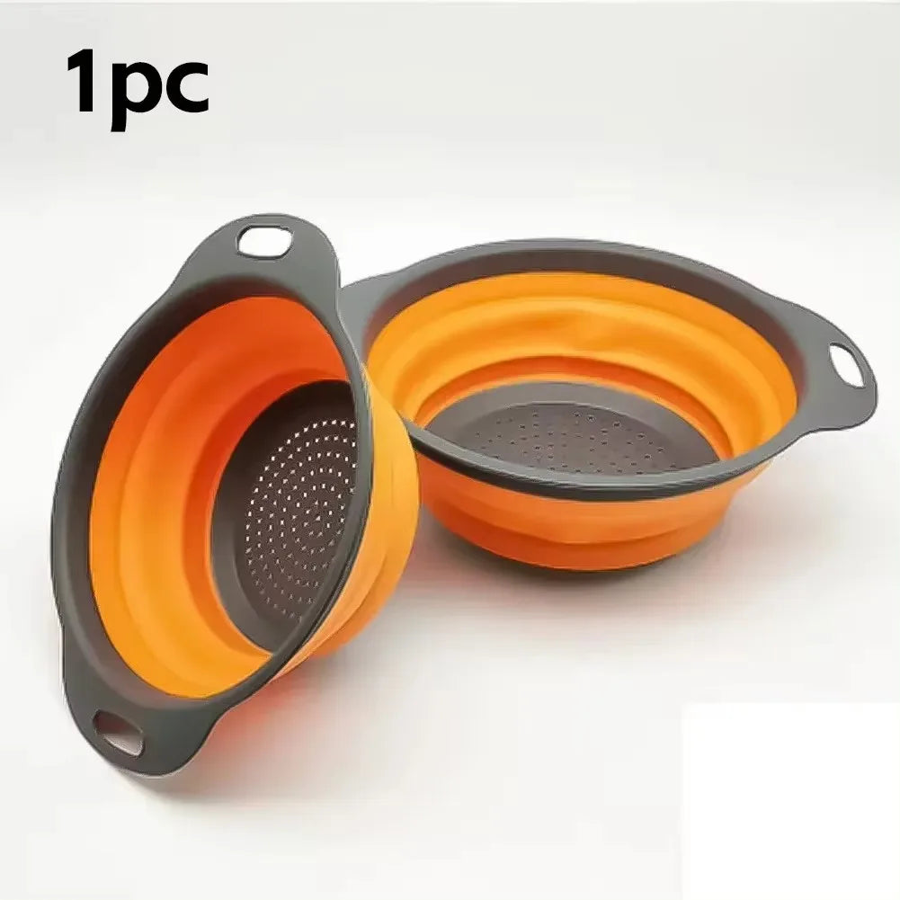 Silicone2026 Edition Folding Drain Basket Colander Eco Friendly Space Saving Kitchen Drainer Spring