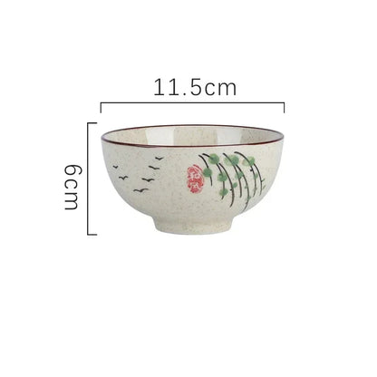 Ceramic 4.5 Inch Japanese Rice Bowl Retro Household Tableware