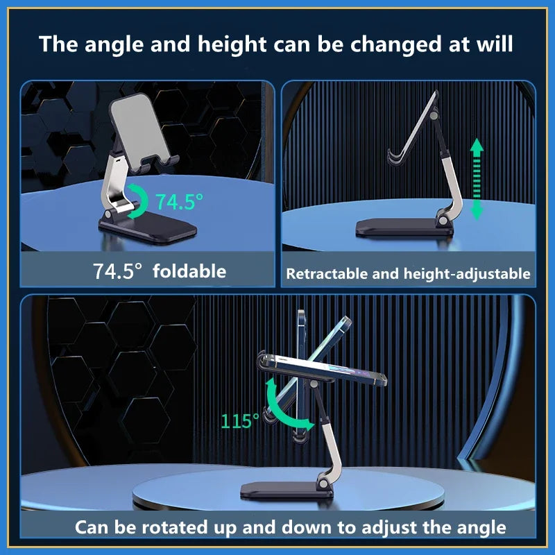 Foldable Aluminum Mobile Phone & Tablet Stand - Comfort-Grip Desk Holder for iPad, iPhone, Adnroid Accessories
