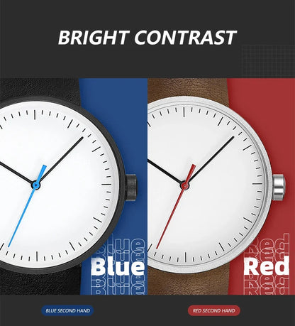 leather strap, round dial, minimalist everyday timepiece – Timeless unisex quartz wristwatch
