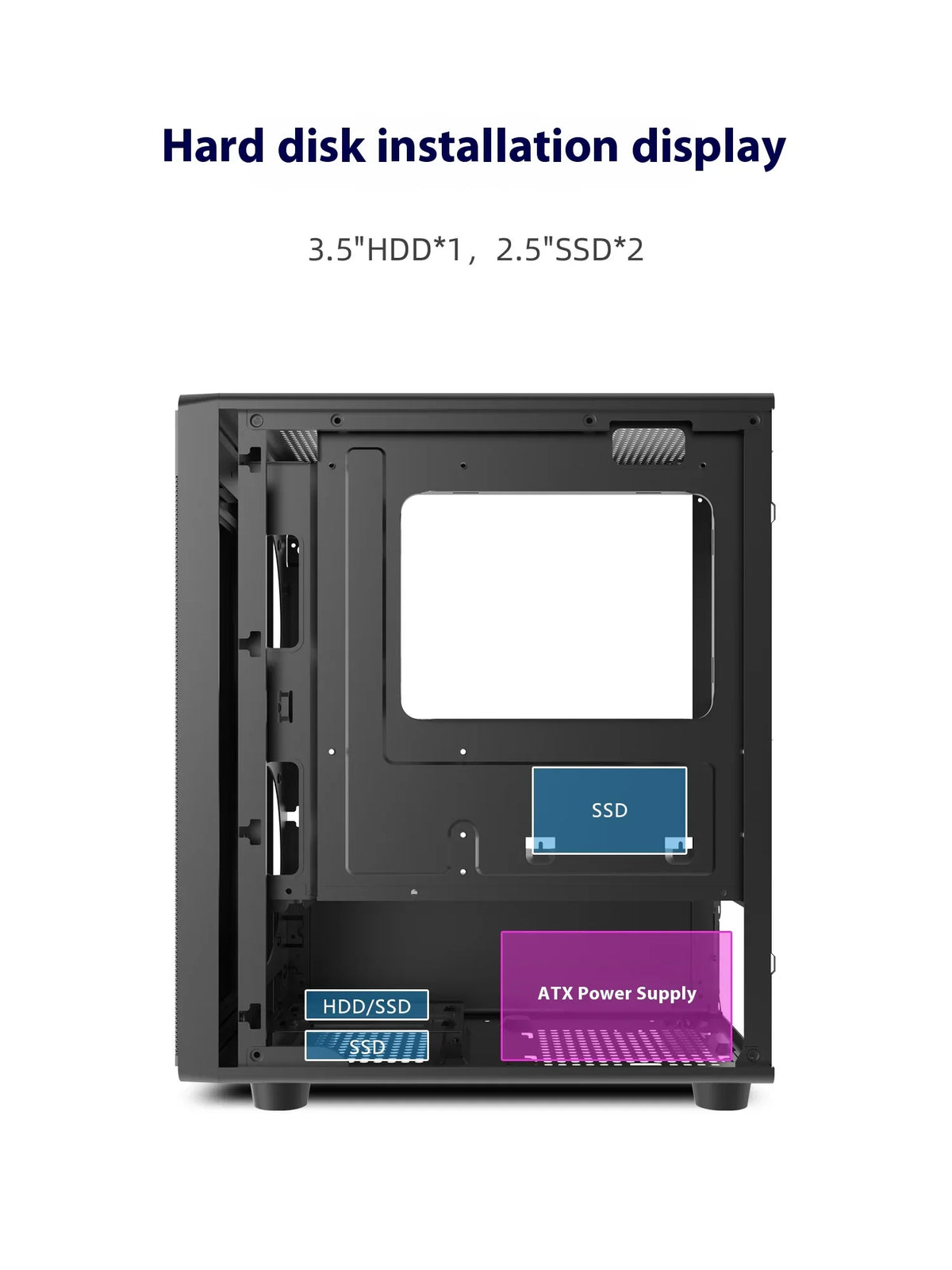 Mini ITX mATX 23L PC Case SFX ATX Support Travel-Friendly Chassis