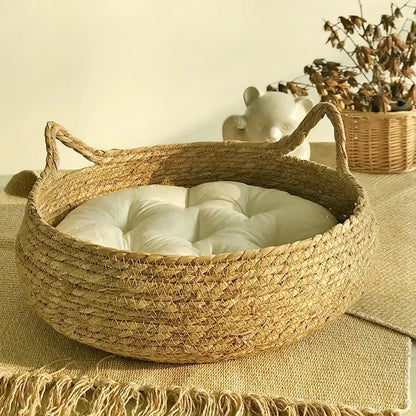 Vine Handmade Woven Cat Nest - Detachable Washable Winter Warmth Pad for Pet Supplies