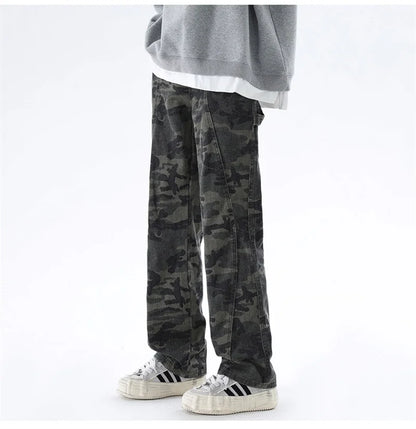 Men’s Oversized Cargo Jeans - Baggy Straight Denim Wear